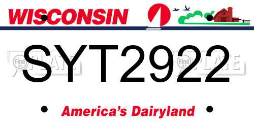 SYT2922 Wisconsin License Plate