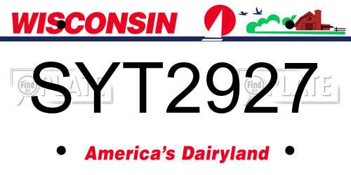 SYT2927 Wisconsin License Plate