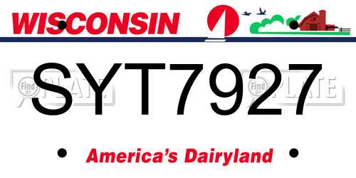 SYT7927 Wisconsin License Plate