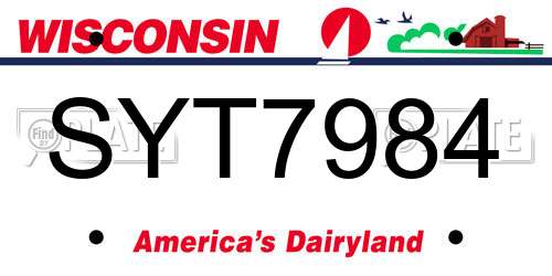 SYT7984 Wisconsin License Plate