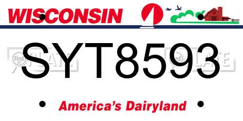 SYT8593 Wisconsin License Plate