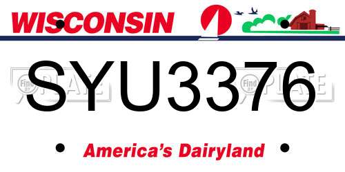 SYU3376 Wisconsin License Plate