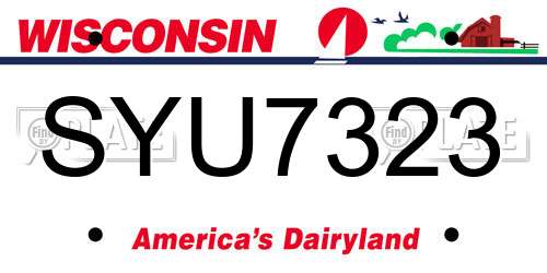 SYU7323 Wisconsin License Plate