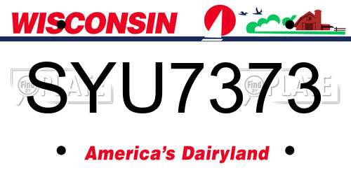 SYU7373 Wisconsin License Plate