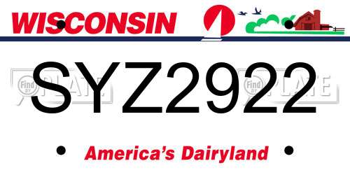 SYZ2922 Wisconsin License Plate