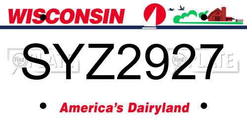 SYZ2927 Wisconsin License Plate