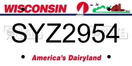 SYZ2954 Wisconsin License Plate