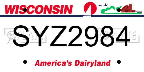 SYZ2984 Wisconsin License Plate