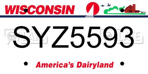 SYZ5593 Wisconsin License Plate