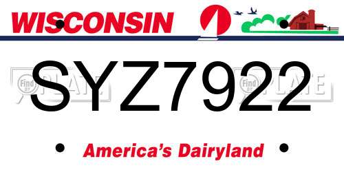 SYZ7922 Wisconsin License Plate