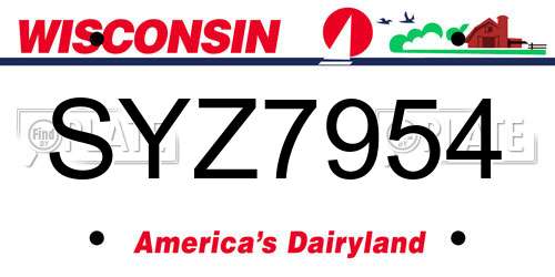 SYZ7954 Wisconsin License Plate