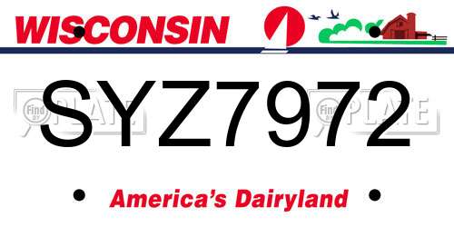 SYZ7972 Wisconsin License Plate