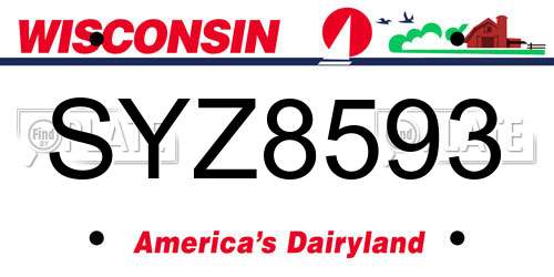 SYZ8593 Wisconsin License Plate