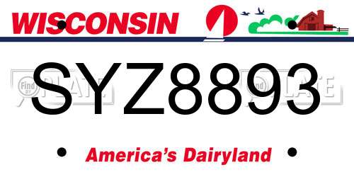 SYZ8893 Wisconsin License Plate