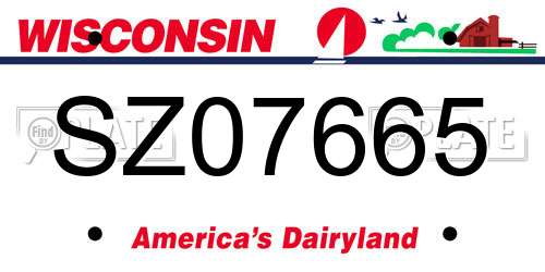 SZ07665 Wisconsin License Plate