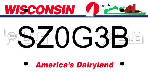 SZ0G3B Wisconsin License Plate
