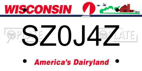 SZ0J4Z Wisconsin License Plate