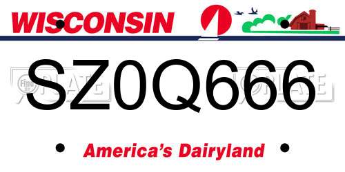 SZ0Q666 Wisconsin License Plate