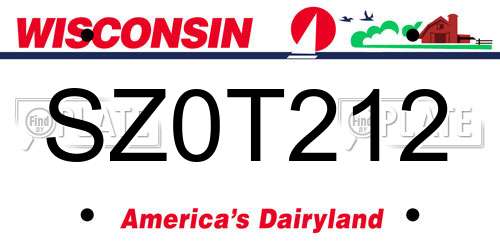 SZ0T212 Wisconsin License Plate