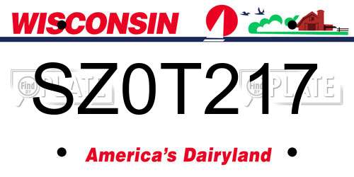 SZ0T217 Wisconsin License Plate