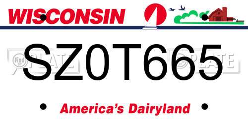 SZ0T665 Wisconsin License Plate