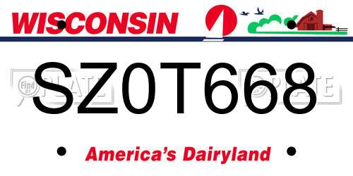 SZ0T668 Wisconsin License Plate