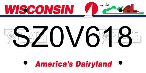 SZ0V618 Wisconsin License Plate