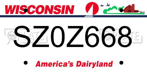 SZ0Z668 Wisconsin License Plate