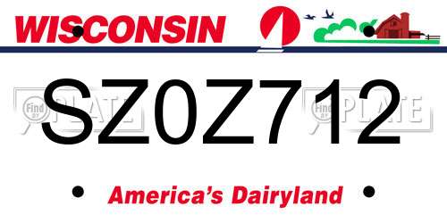 SZ0Z712 Wisconsin License Plate