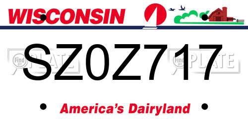 SZ0Z717 Wisconsin License Plate