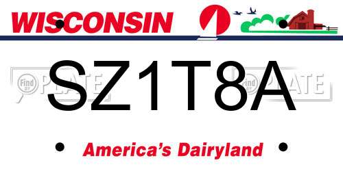 SZ1T8A Wisconsin License Plate