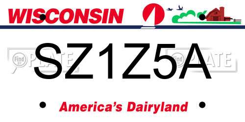 SZ1Z5A Wisconsin License Plate