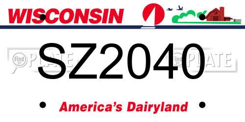 SZ2040 Wisconsin License Plate
