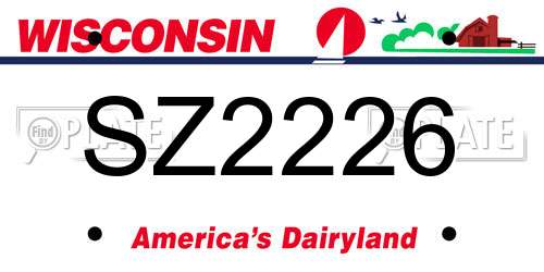 SZ2226 Wisconsin License Plate
