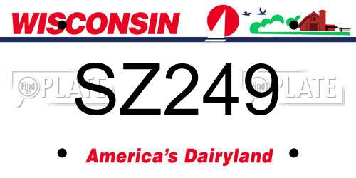 SZ249 Wisconsin License Plate