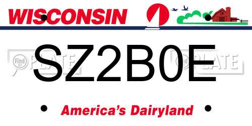 SZ2B0E Wisconsin License Plate