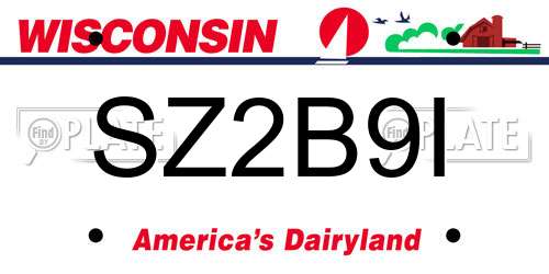 SZ2B9I Wisconsin License Plate