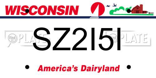 SZ2I5I Wisconsin License Plate