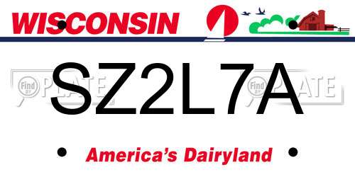 SZ2L7A Wisconsin License Plate