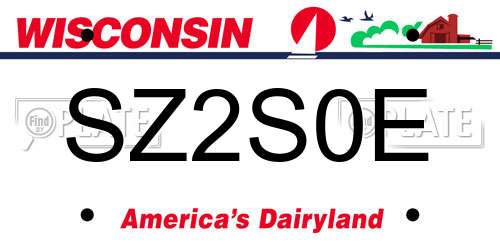 SZ2S0E Wisconsin License Plate