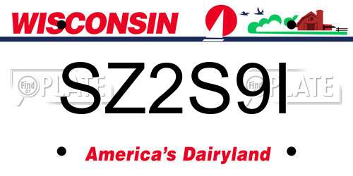 SZ2S9I Wisconsin License Plate