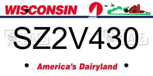 SZ2V430 Wisconsin License Plate