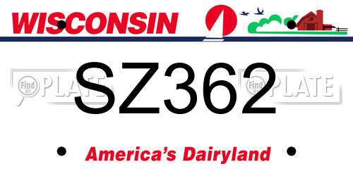SZ362 Wisconsin License Plate