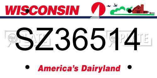 SZ36514 Wisconsin License Plate