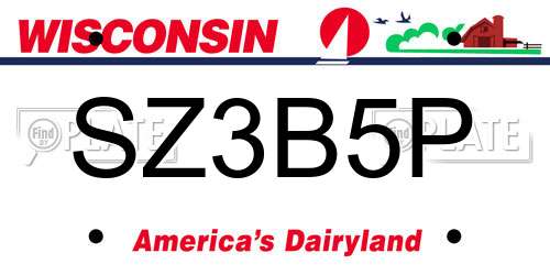 SZ3B5P Wisconsin License Plate