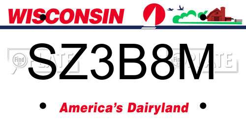SZ3B8M Wisconsin License Plate