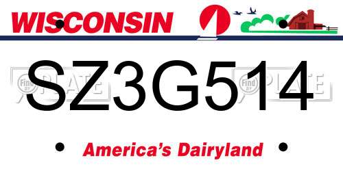 SZ3G514 Wisconsin License Plate