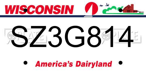 SZ3G814 Wisconsin License Plate