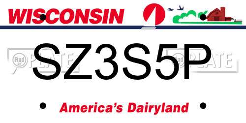 SZ3S5P Wisconsin License Plate