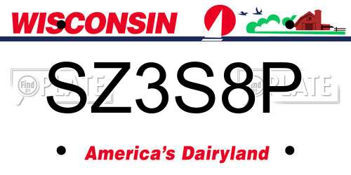 SZ3S8P Wisconsin License Plate